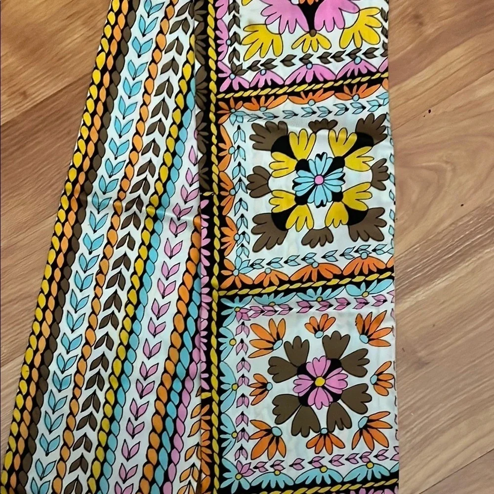 Floral and Geometric Patterned Scarf Head or Neck